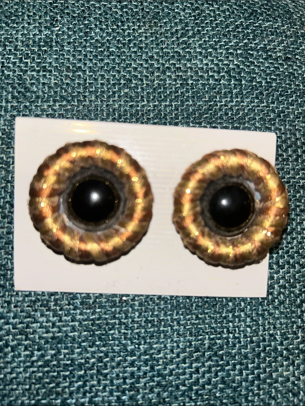 Vintage Gold and Black Round Clip-On Earrings